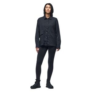 Indyeva Majica Overshirt Womens Small Black Long Sleeve Performance Snap Front